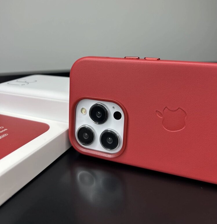 Apple MagSafe Özellikli Deri Kılıf - Kırmızı