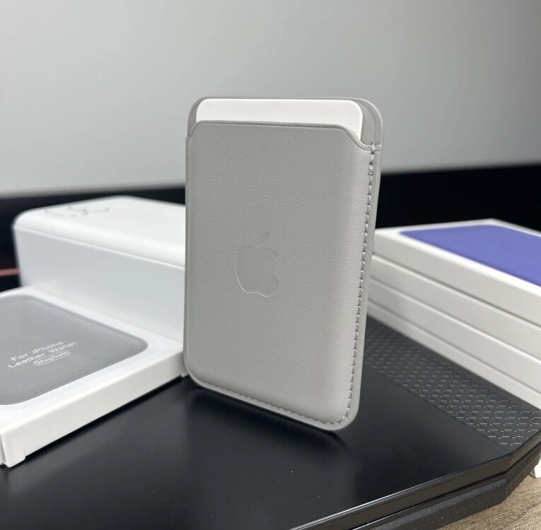 Apple MagSafe Özellikli Deri Cüzdan - Naturel Titanyum