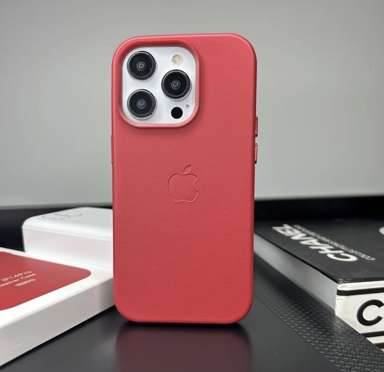 Apple MagSafe Özellikli Deri Kılıf - Kırmızı