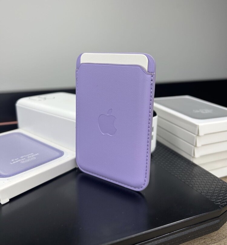 Apple MagSafe Özellikli Deri Cüzdan -Lila