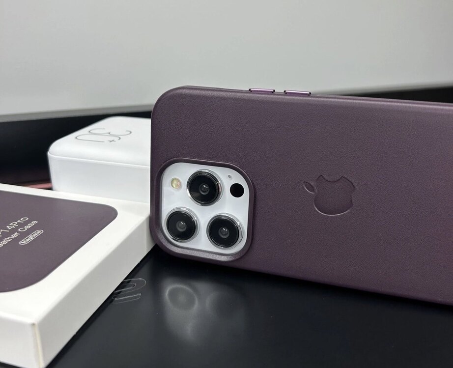 Apple MagSafe Özellikli Deri Kılıf - Derin Mor