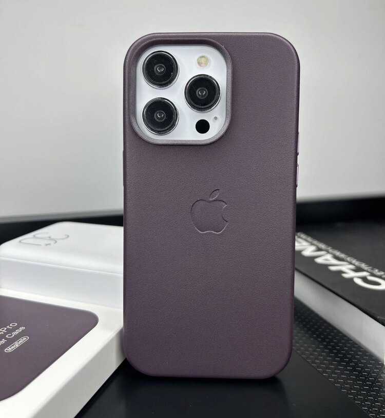 Apple MagSafe Özellikli Deri Kılıf - Derin Mor