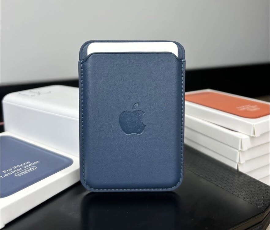 Apple MagSafe Özellikli Deri Cüzdan - Mavi