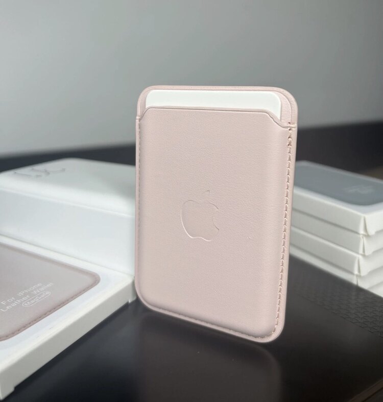 Apple MagSafe Özellikli Deri Cüzdan -Kum Pembe