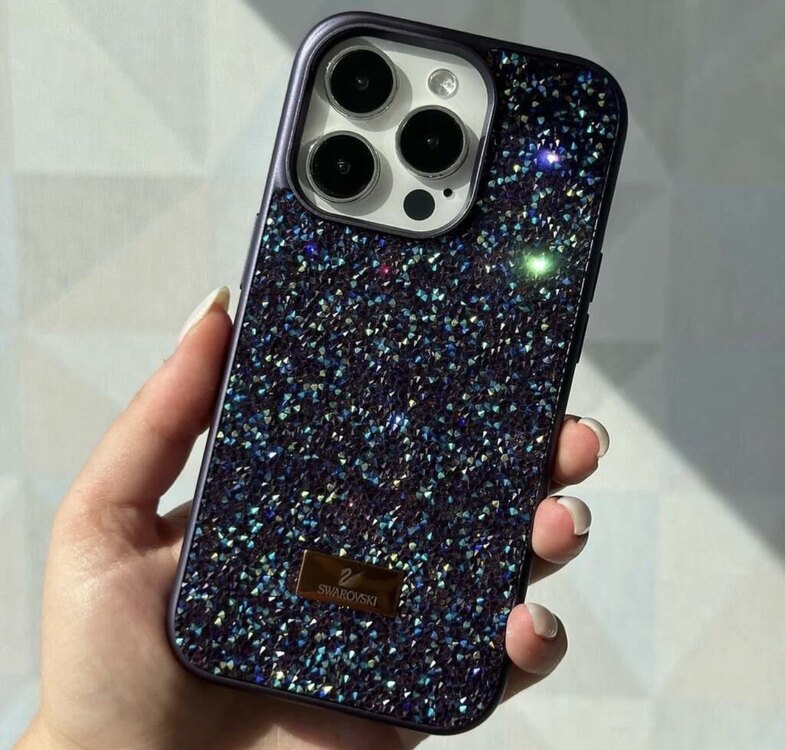 İPhone Swarovski Taşlı Kılıf - Derin Mor
