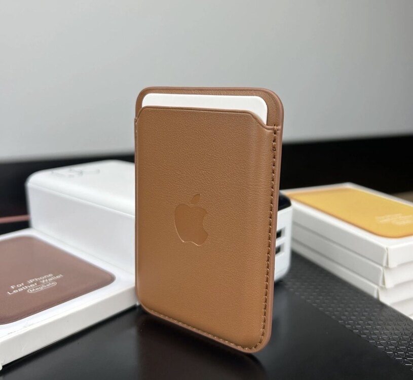 Apple MagSafe Özellikli Deri Cüzdan -Kahverengi