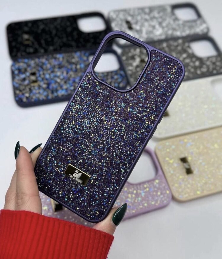 İPhone Swarovski Taşlı Kılıf - Derin Mor