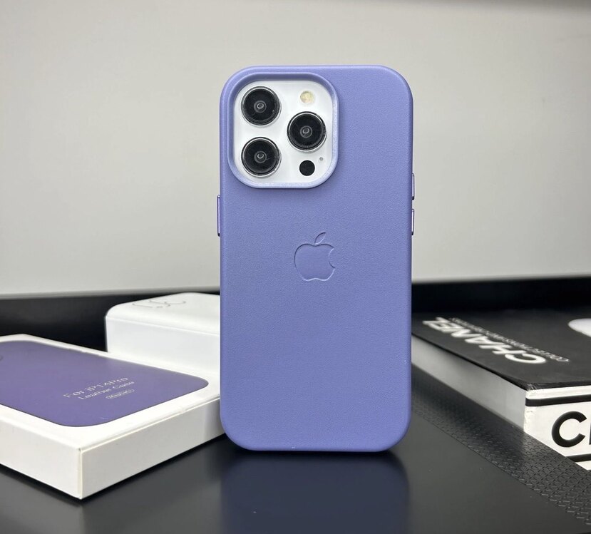 Apple MagSafe Özellikli Deri Kılıf - Lila