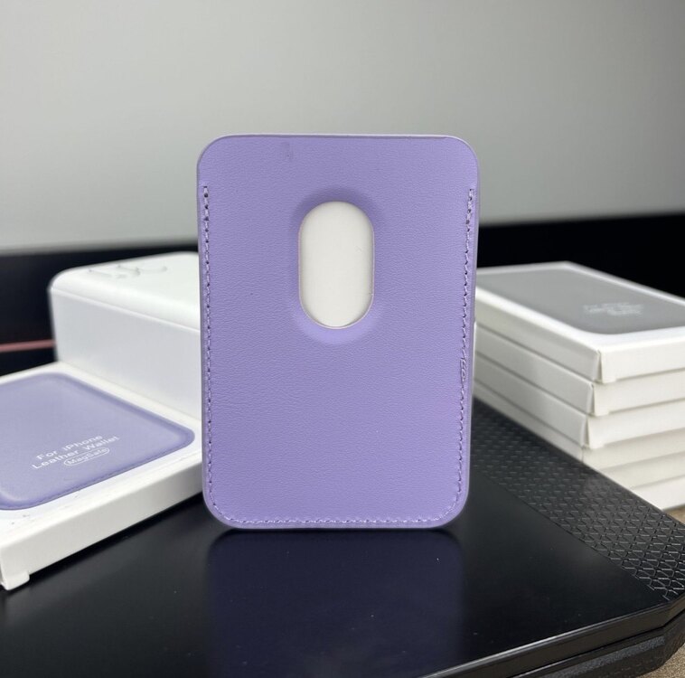 Apple MagSafe Özellikli Deri Cüzdan -Lila