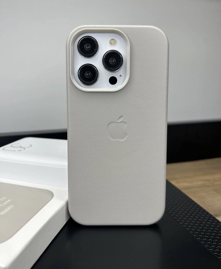 Apple MagSafe Özellikli Deri Kılıf - Naturel Titanyum
