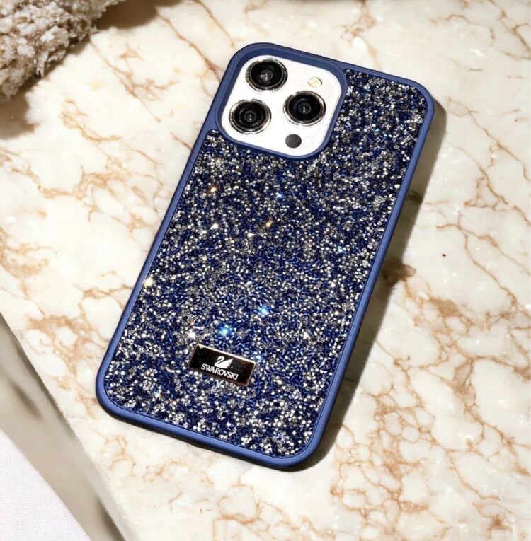 İPhone Swarovski Taşlı Kılıf - Blue Titanyum