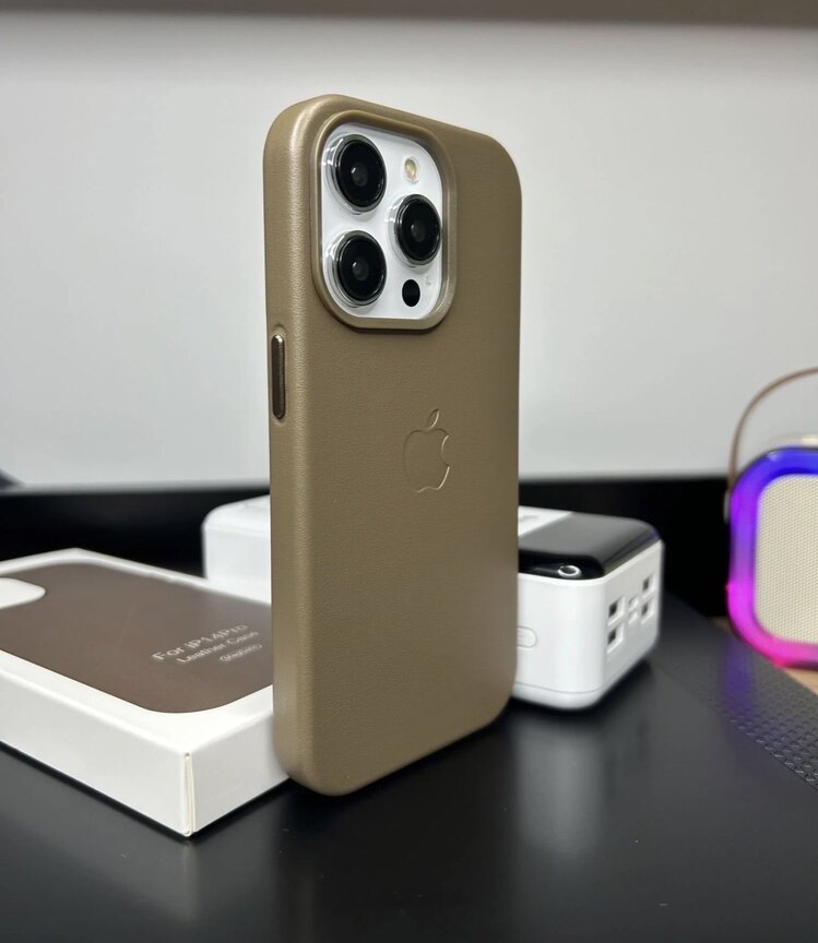 Apple MagSafe Özellikli Deri Kılıf - Çöl Titanyum