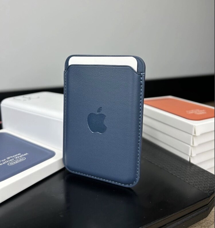 Apple MagSafe Özellikli Deri Cüzdan - Mavi
