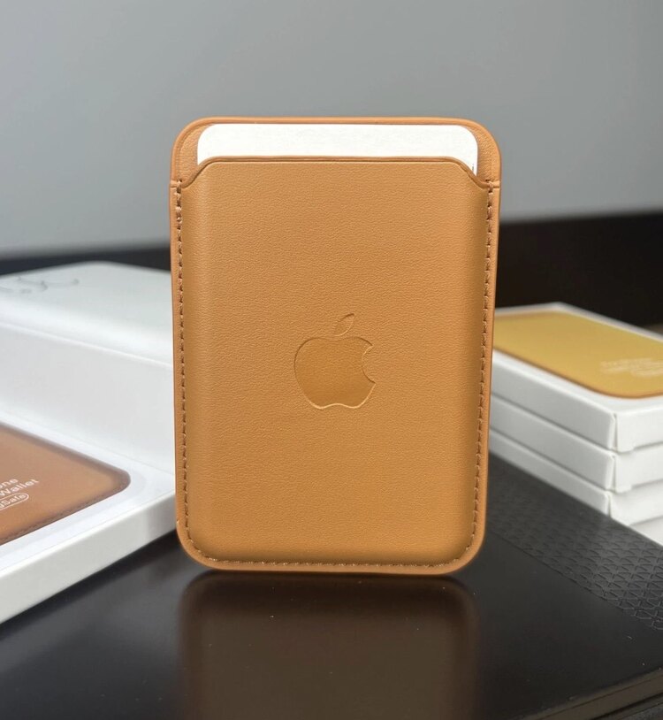 Apple MagSafe Özellikli Deri Cüzdan-Turuncu