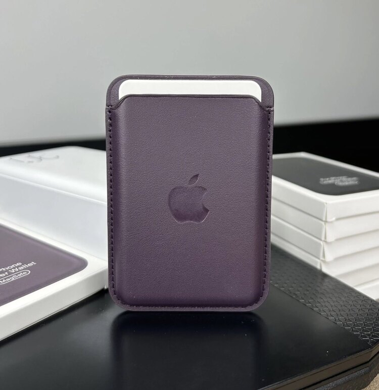 Apple MagSafe Özellikli Deri Cüzdan - Derin Mor