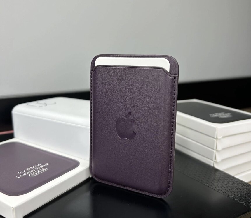 Apple MagSafe Özellikli Deri Cüzdan - Derin Mor