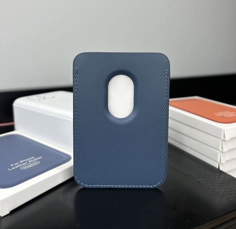 Apple MagSafe Özellikli Deri Cüzdan - Mavi