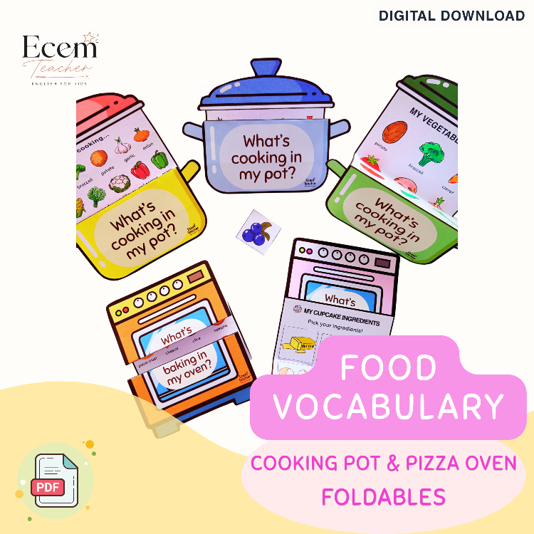 Food Vocabulary Craft Bundle | Cooking Pot & Pizza Oven Activities
