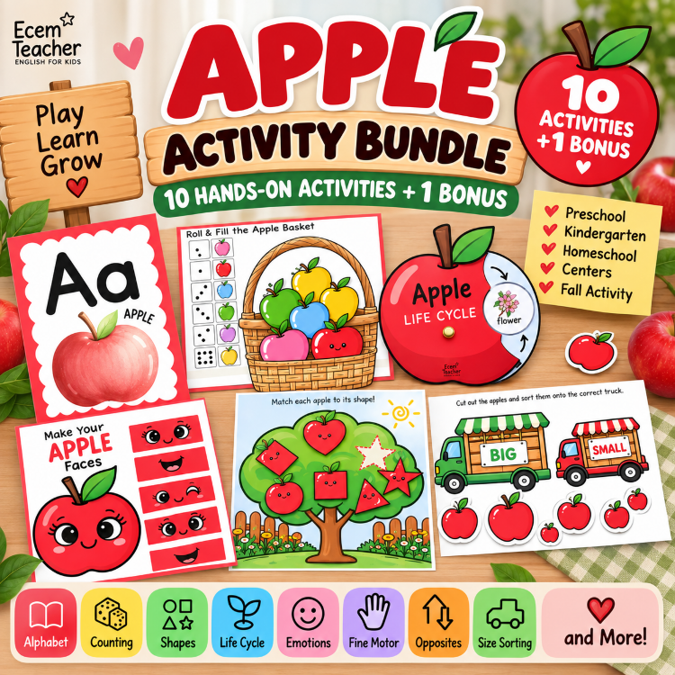 Apple Activities Bundle for Preschool and Kindergarten | 10 Apple Activities + Bonus |