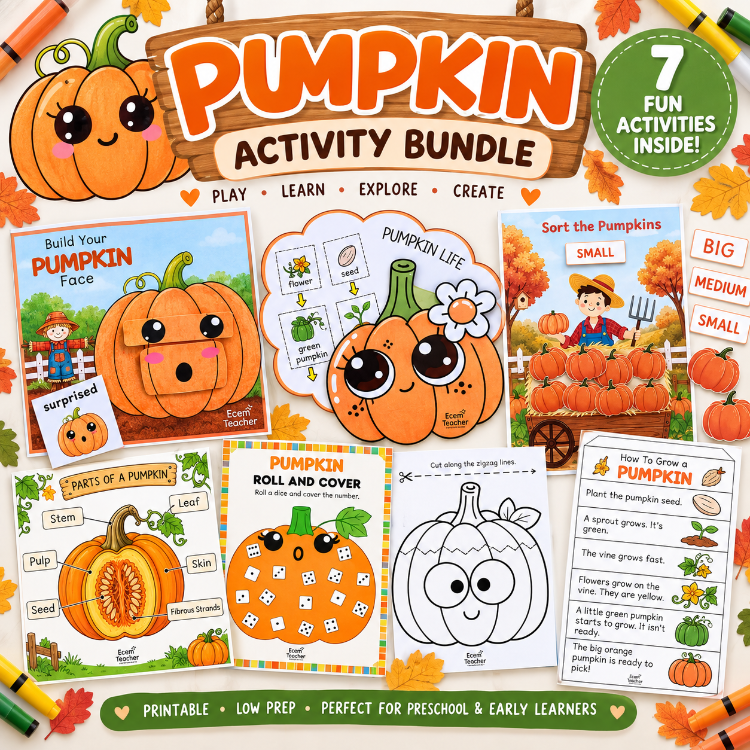 Pumpkin Activities Bundle for Preschool | 7 Fall Printable Activities