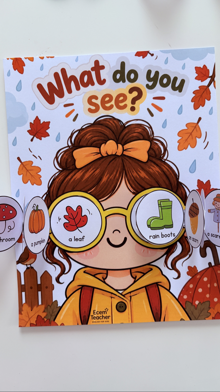 Autumn Vocabulary Flap Book for Kids | Fall Preschool Activity | What Do You See?