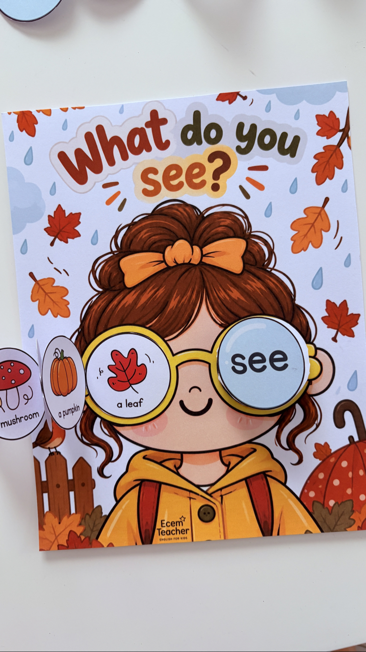 Autumn Vocabulary Flap Book for Kids | Fall Preschool Activity | What Do You See?