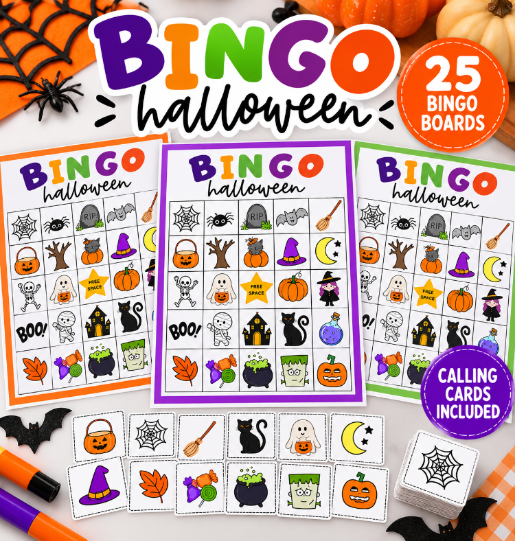 Halloween Picture Bingo Game for Kids