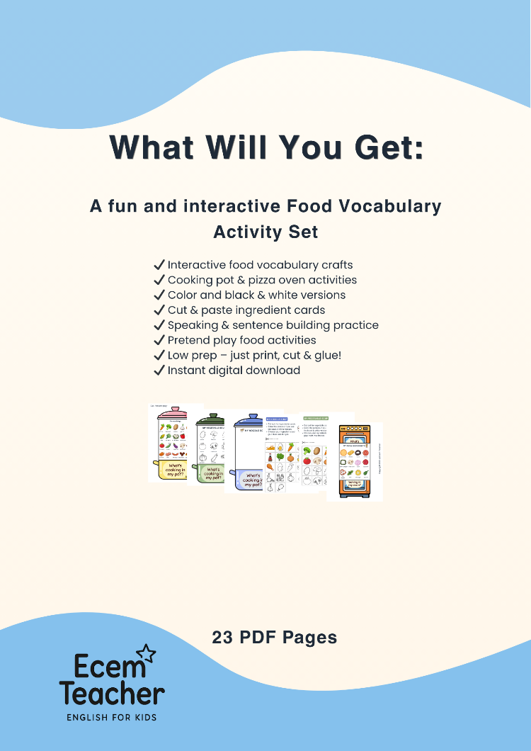 Food Vocabulary Craft Bundle | Cooking Pot & Pizza Oven Activities