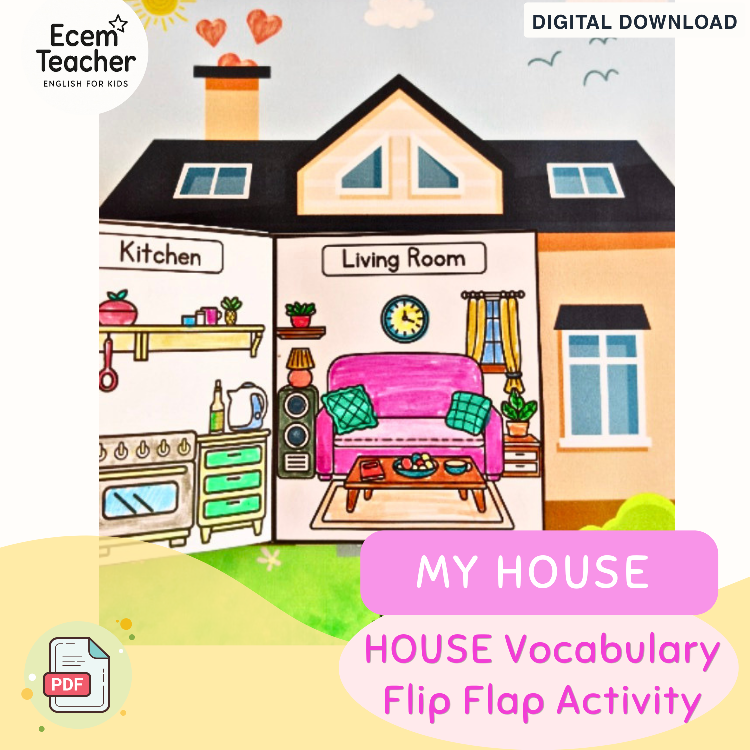 Peek Inside My House | Flip Flap Parts of the House Activity + Mini House Foldable Craft