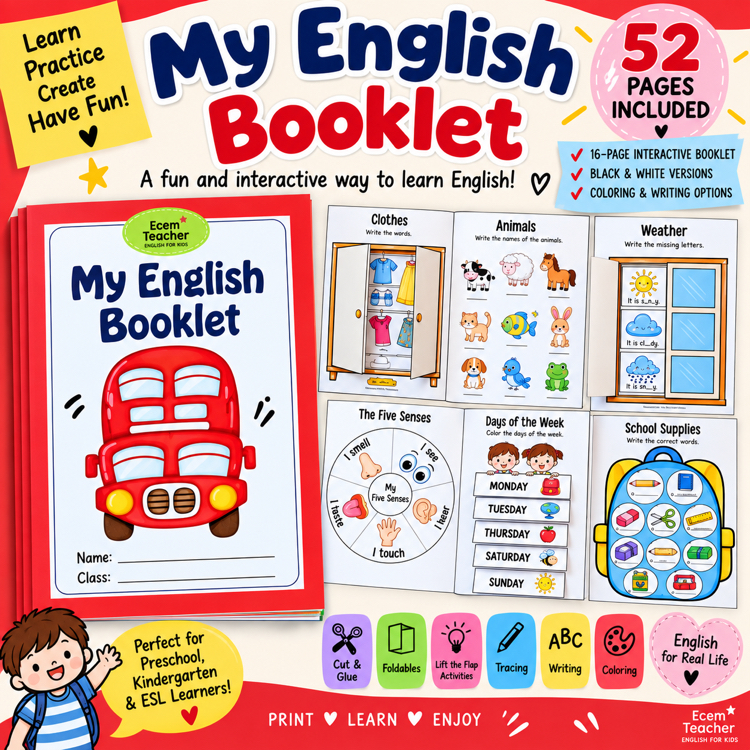 My English Booklet Printable | ESL Activities for Kids