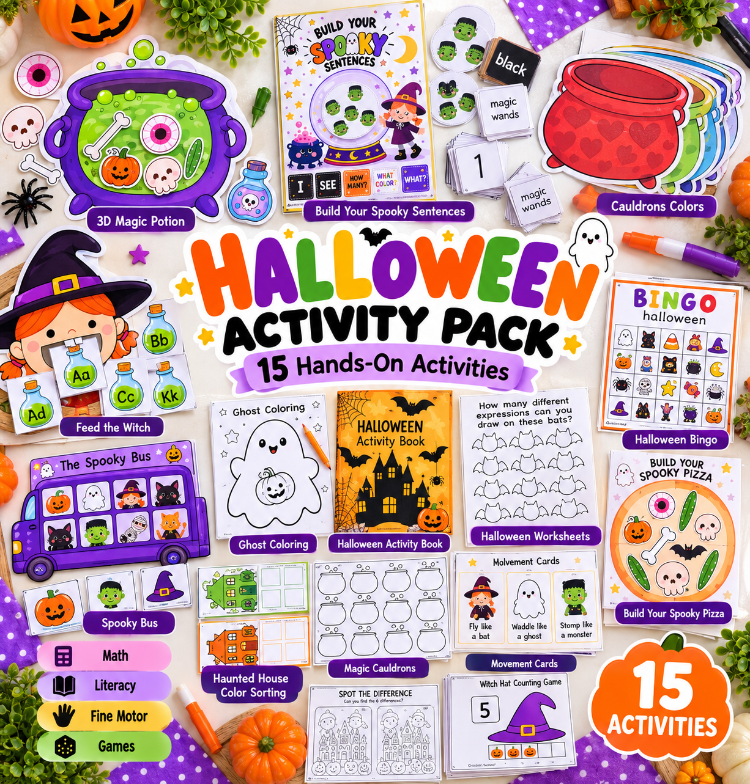 Halloween Activity Pack for Kids | 15 Printable Halloween Games & Activities | 