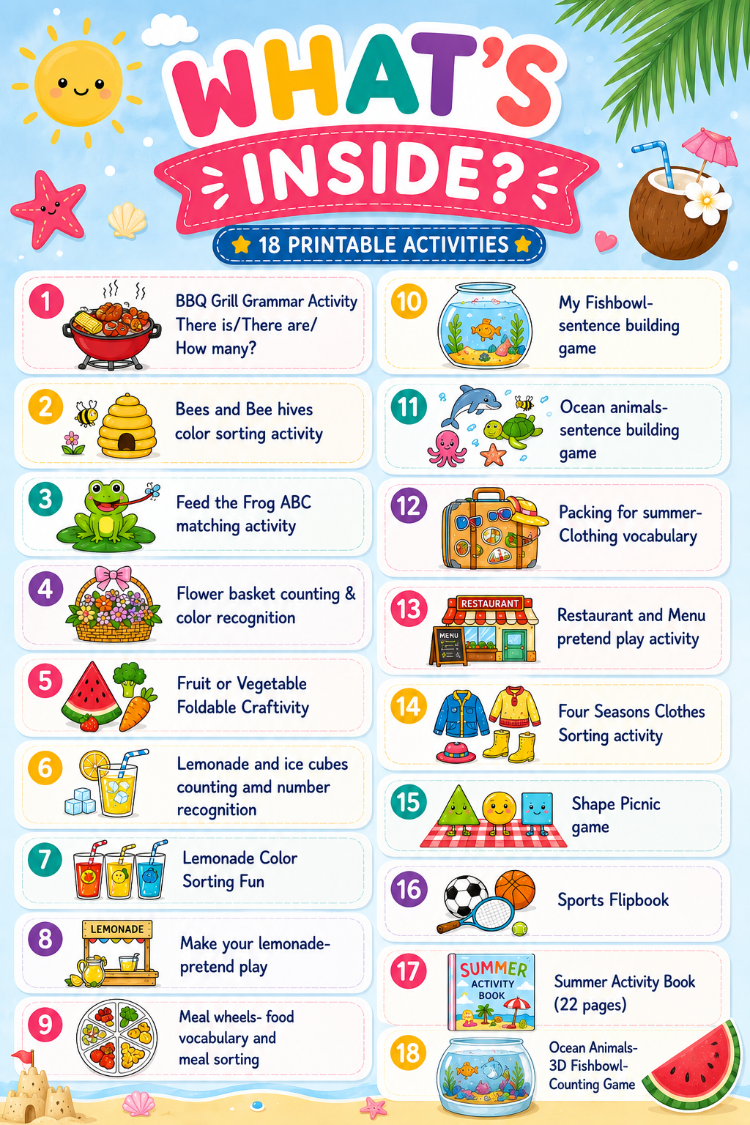 Summer Activity Bundle | 18 Printable Activities for Kids 