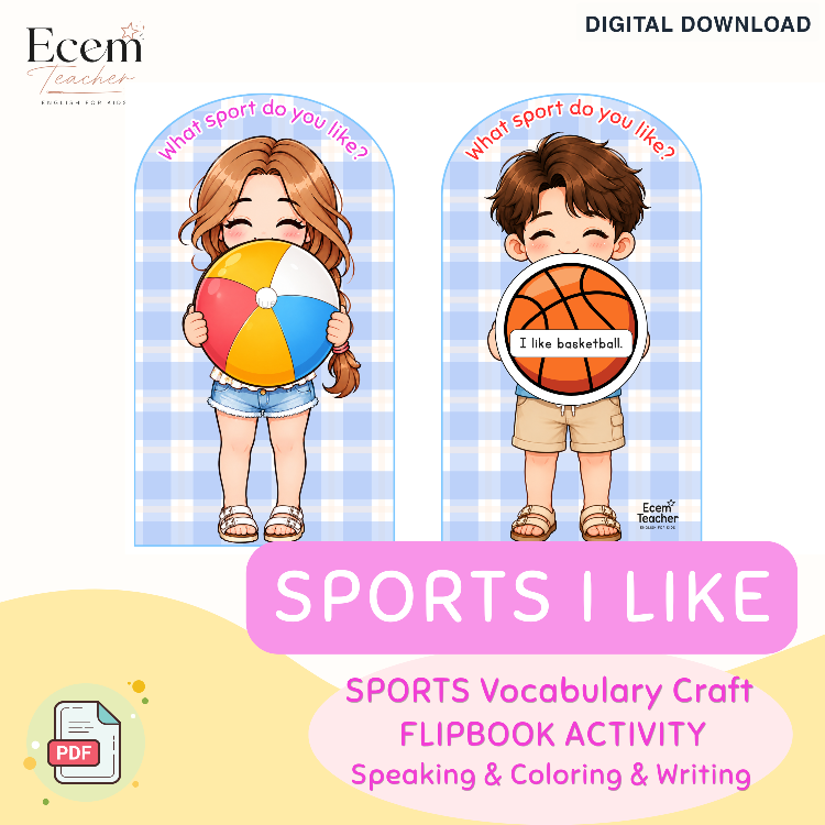 SPORTS FLIPBOOK ACTIVITY | ESL Sports Vocabulary Craft | Lift the Flap Speaking Activity