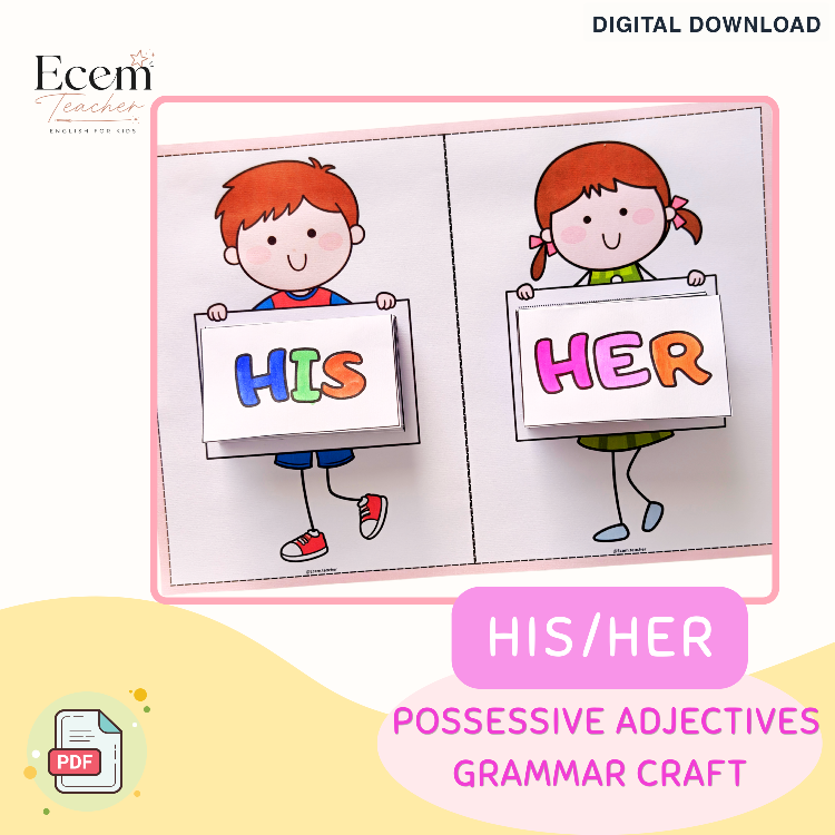 His or Her Activity | Possessive Adjectives Grammar Craft (Printable PDF)