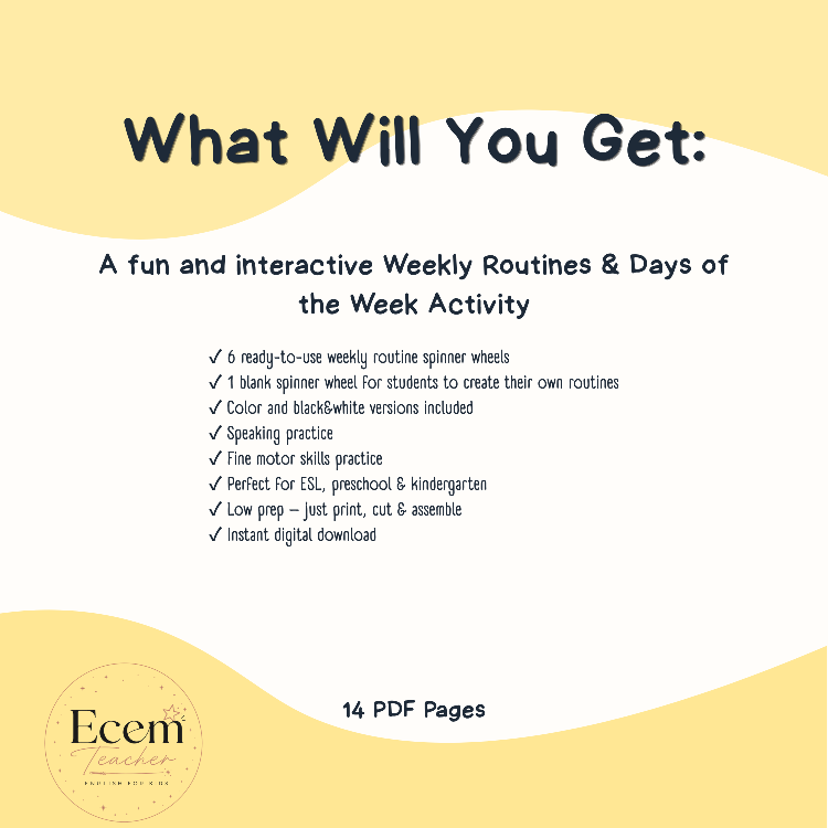 Days of the Week Spinner Wheel | Weekly Routine Printable