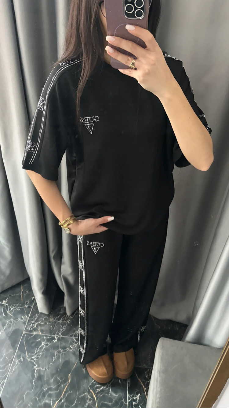 Guess şeritli taşlı ikili takım