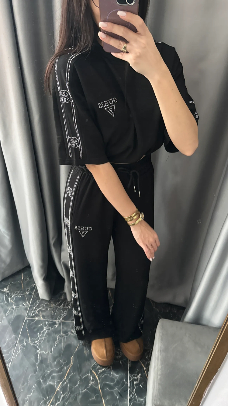 Guess şeritli taşlı ikili takım