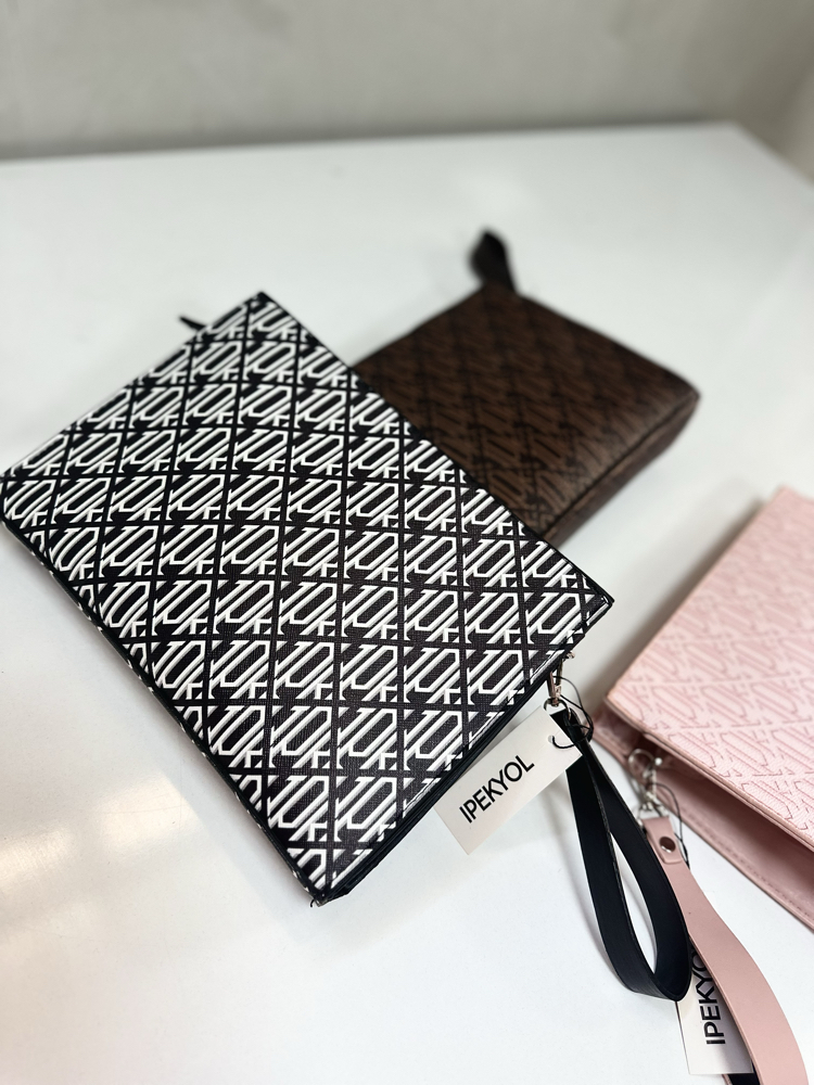 İpekyol clutch siyah beyaz