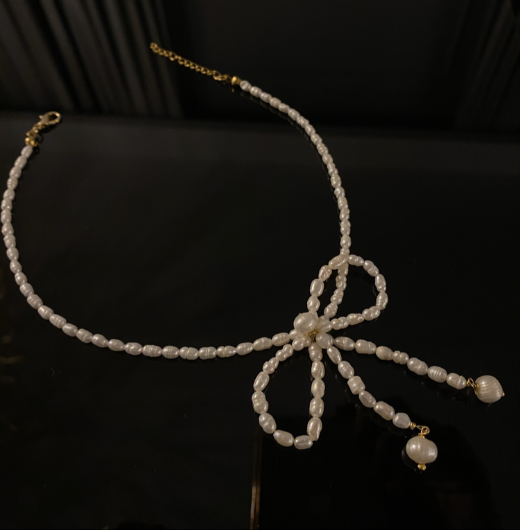Minik incili fiyonk choker