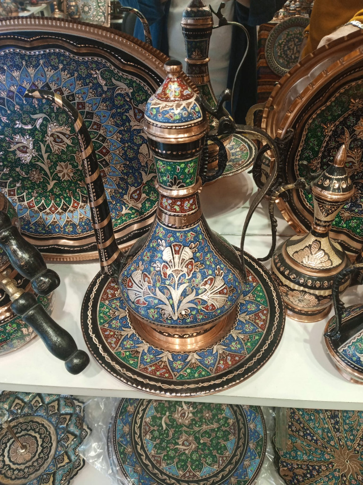 El işlemeli saf bakır şerbetlik