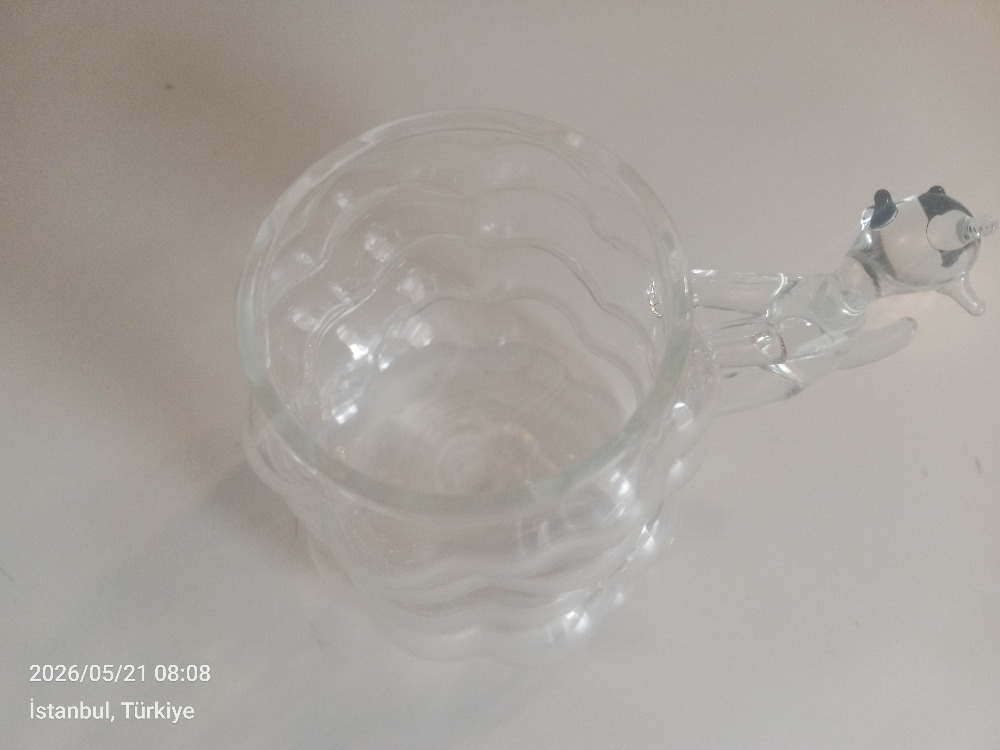 Isıya dayanıklı kahve yanı 240 ml kedi figürlü bardak