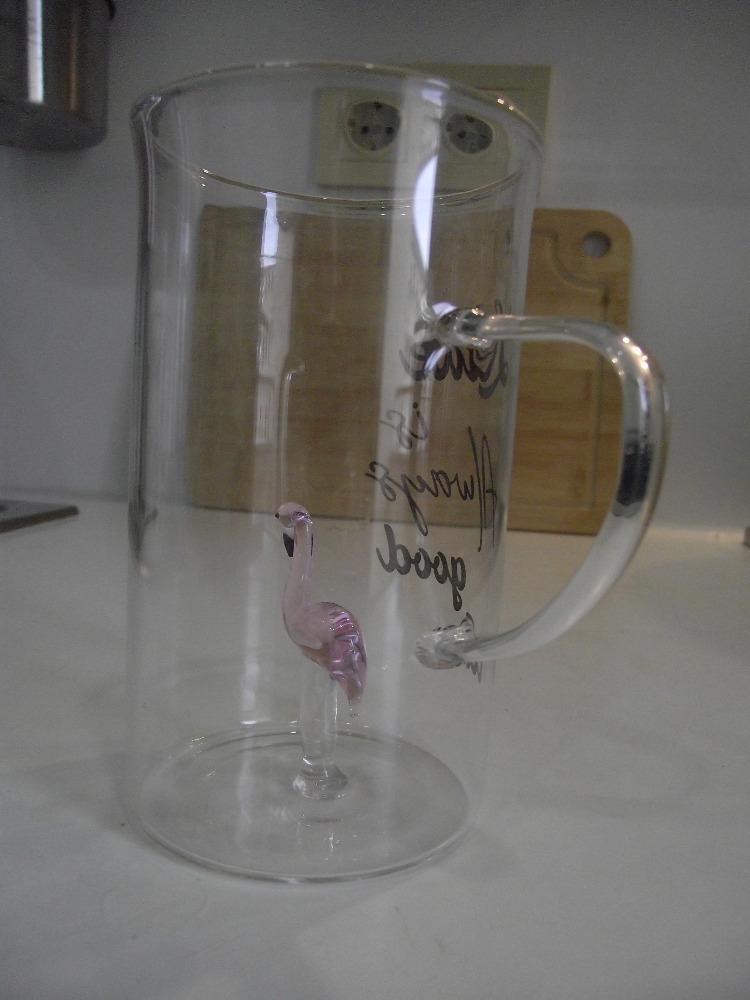 Isıya dayanıklı flamingo figürlü330 ml kulplu kahve bardak