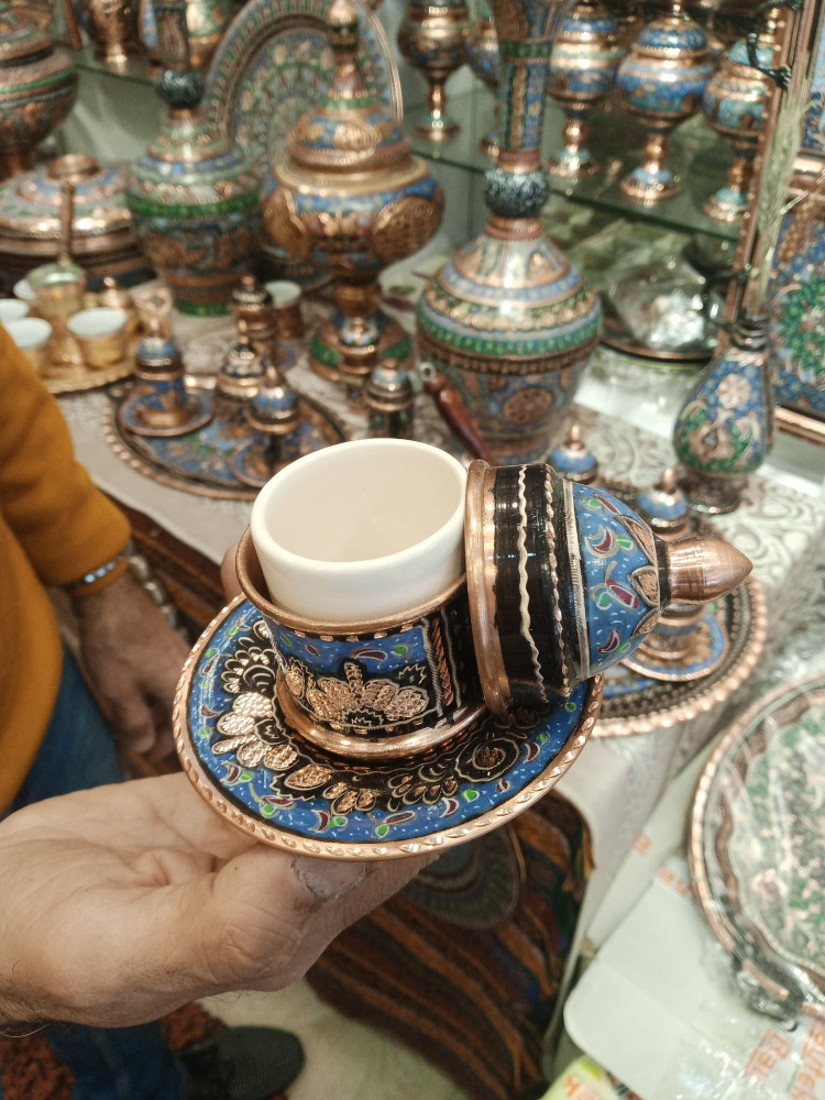 Saf bakır el işlemesi kahve fincanı