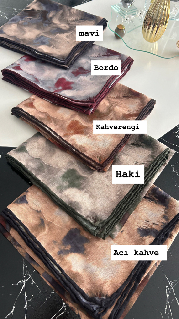 Acı kahve el dikişli soft eşarp 