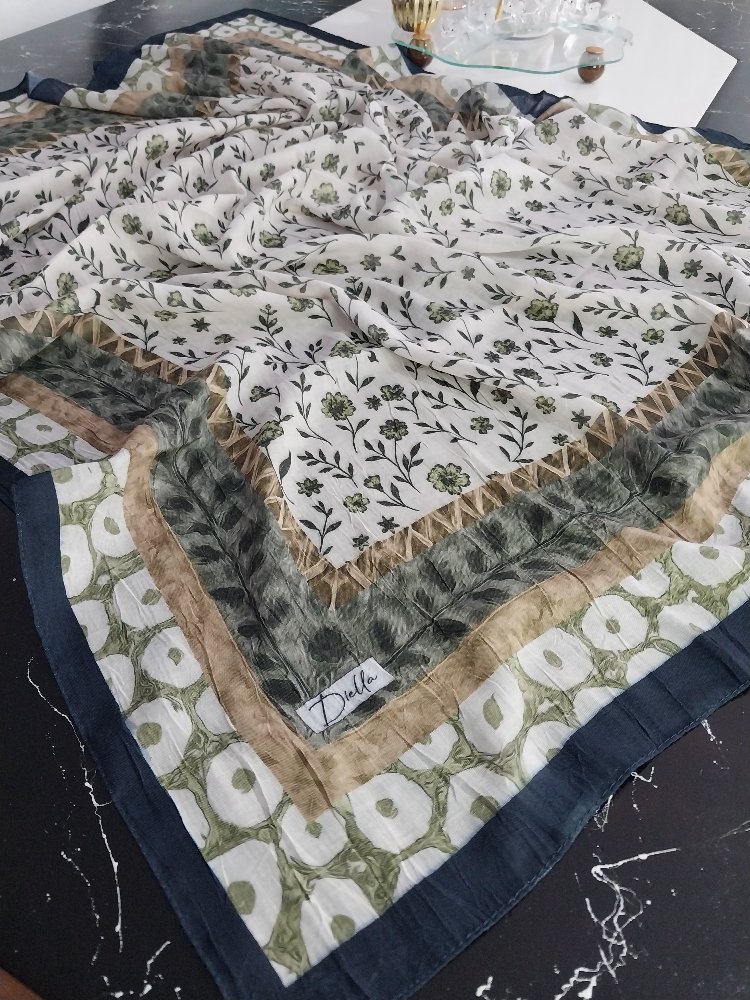 Çiçek desen bambu kraş esarp