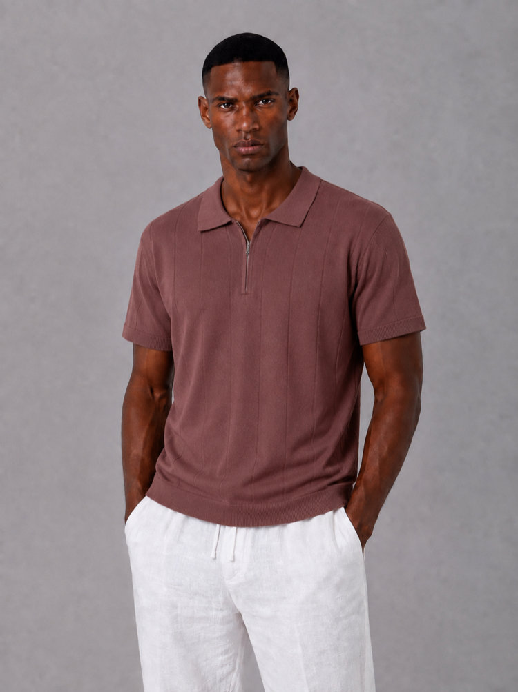 Polo Yaka Fermuarlı Triko T-Shirt