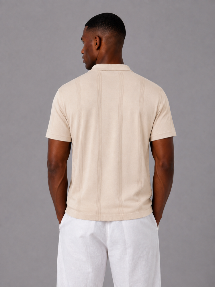 Polo Yaka Fermuarlı Triko T-Shirt