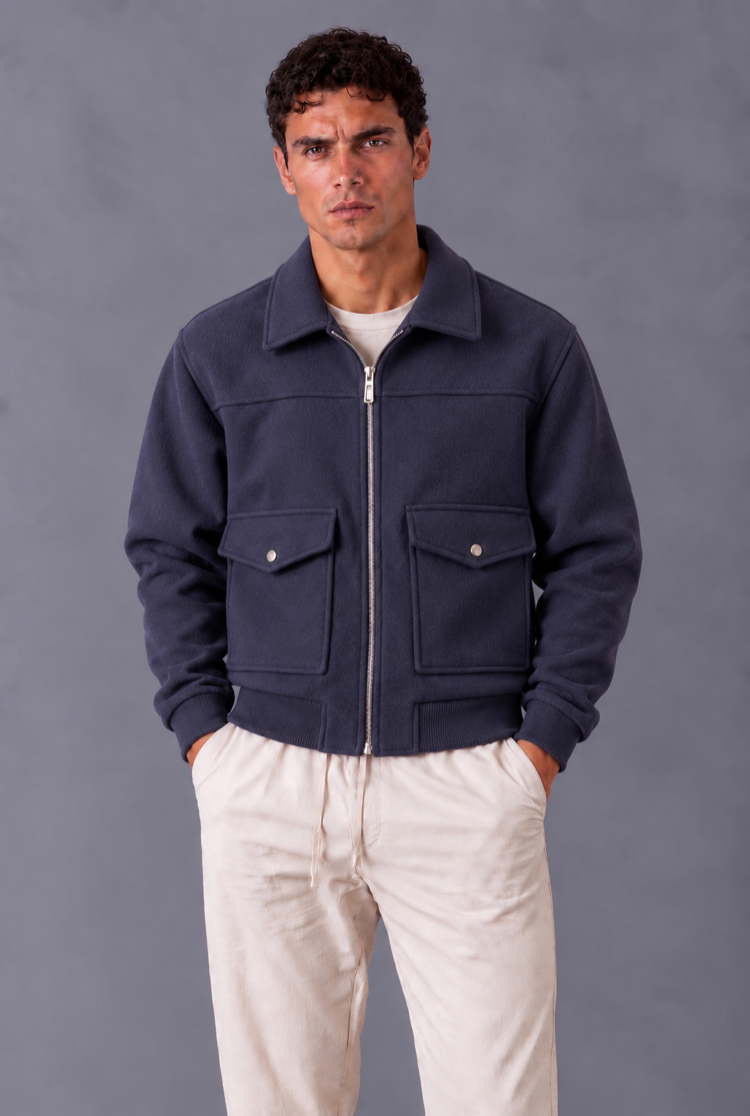 Premium Cepli Bomber Ceket - Lacivert