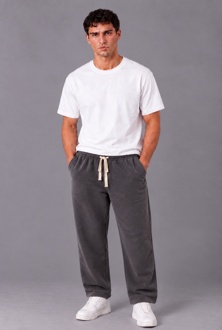 Relax Fit Gri Bağcıklı Eşofman Altı 