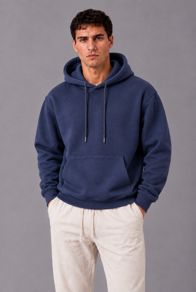Basic Kapüşonlu Sweatshirt - Lacivert